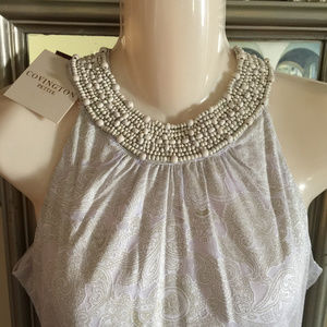 NWT Covington Petite Beaded Halter Top S